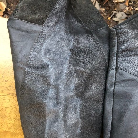 Vintage Black Over-the-Knee Patchwork Boots - Picture 6 of 9